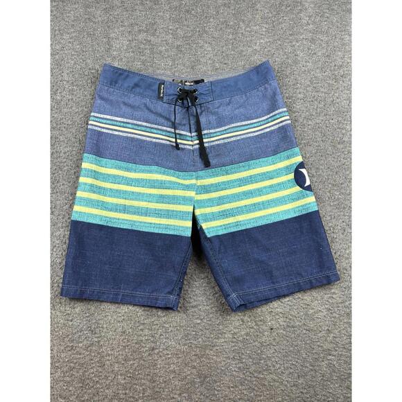 Hurley Kids Board Shorts Size 10 Blue Multi-Stripe Swimwear - Picture 1 of 7